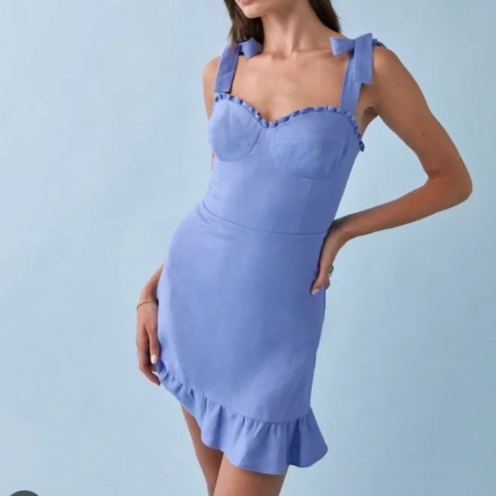 Reformation Desiree blue linen dress NWOT